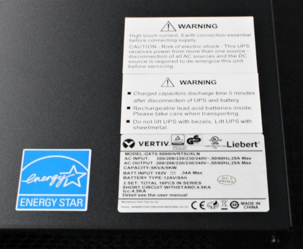 VERTIV Liebert | GXT5-5000HVRT5UXLN | 5K VA 5K W 240V 4-Outlet UPS - Image 6