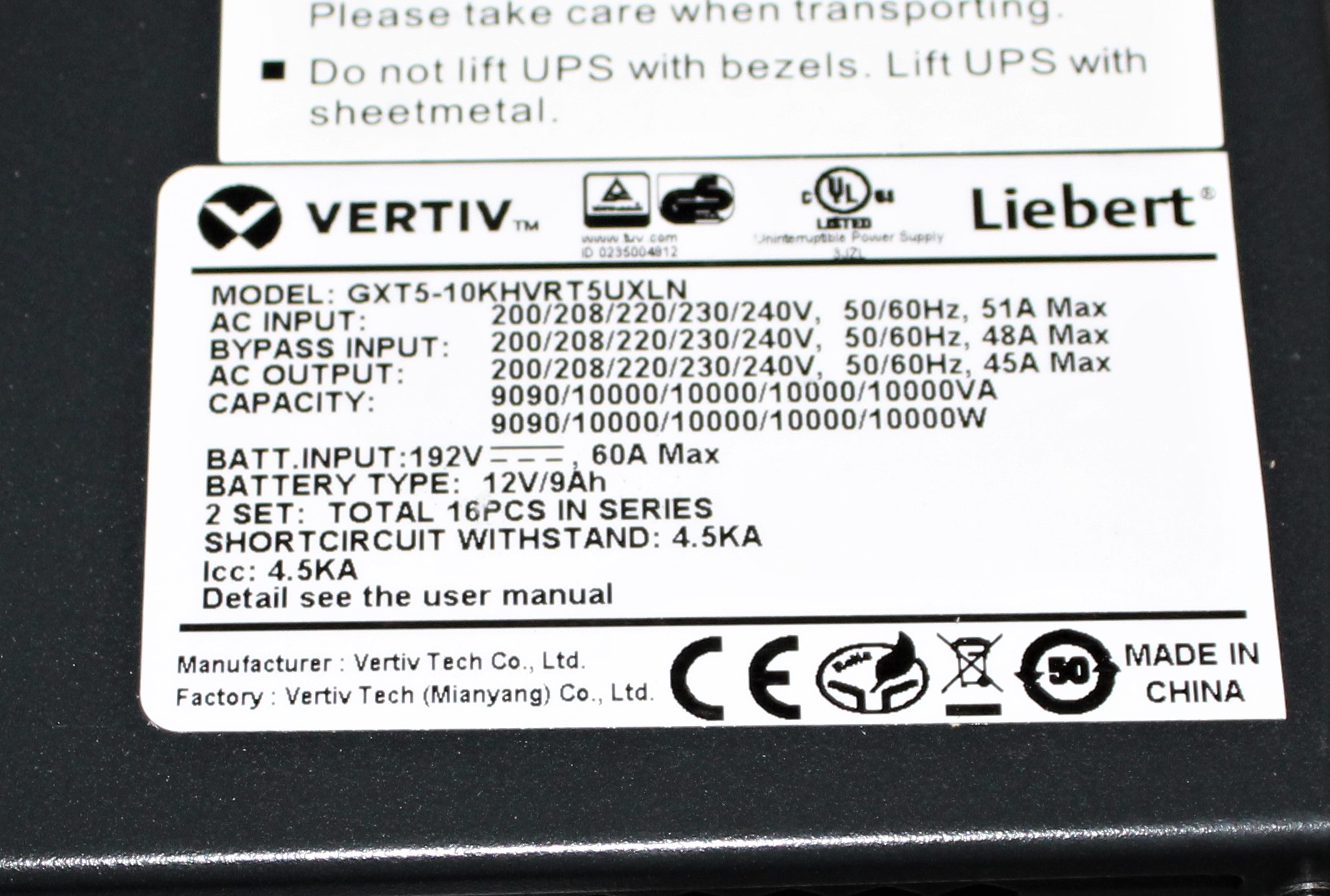 VERTIV Liebert | GXT5-10KHVRT5UXLN | 10000VA 10000W 4-Outlet UPS - Image 5