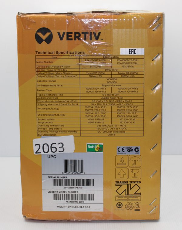VERTIV Liebert | PSA1000MT3-230U | 1000VA 600W 8-Outlet UPS - Image 4